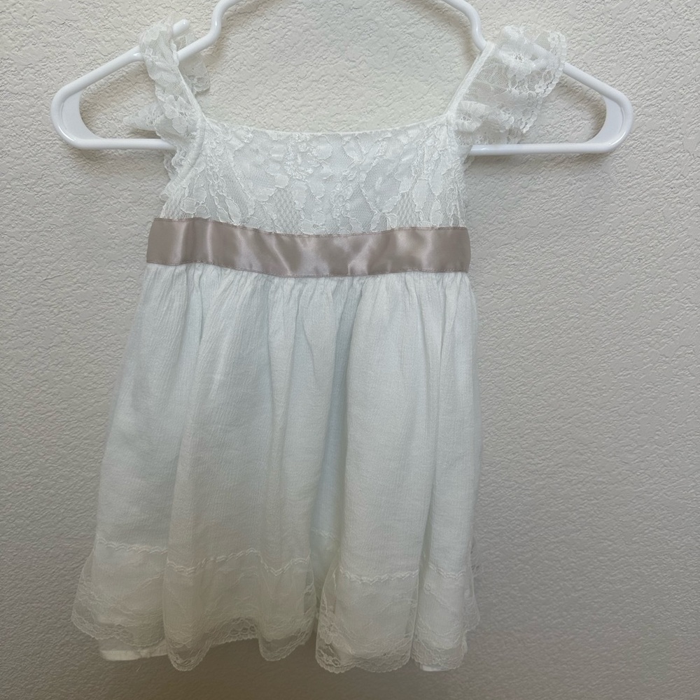 Edgehill Collection Elegant White Lace Kids Dress 4T